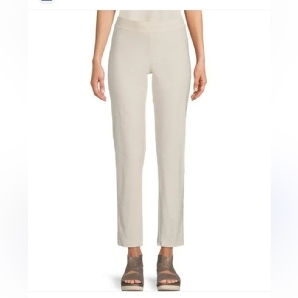 Eileen Fisher Bone cream Crepe Slim
Ankle Pants large zipper side